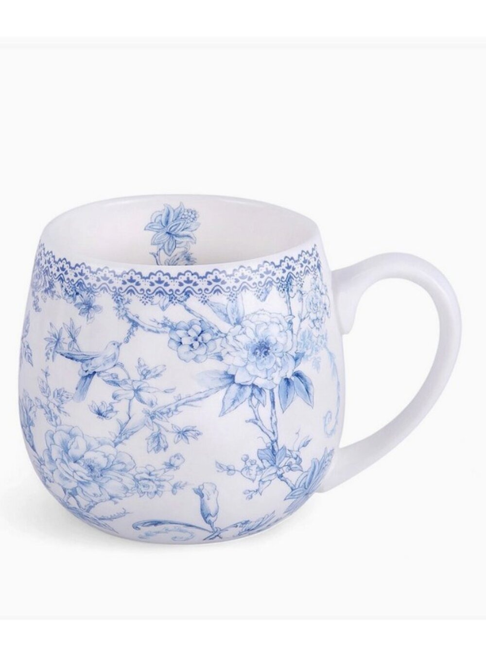 Blue Flowers Porcelain Big Belly Mug in Gift Box - Picture 2 of 5